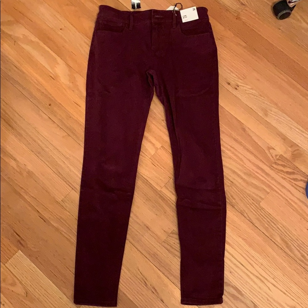Wine red stretchy jeans